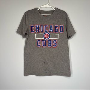 Majestic Chicago Cubs Crew Neck TShirt Youth Small 8 Heather Gray Spell Out